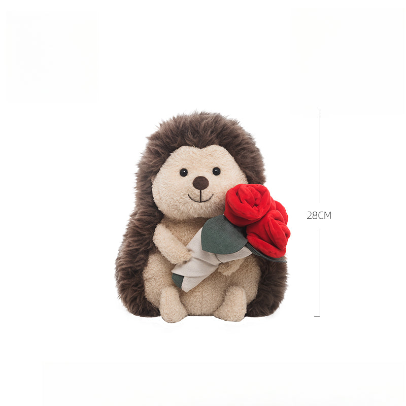 Romantic Rose Hedgehog Plush Toy, Cute Hedgehog Plushies