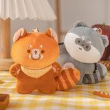 Cute Raccoon & Red Panda Bag Charm with Magnet, Plush Keychain