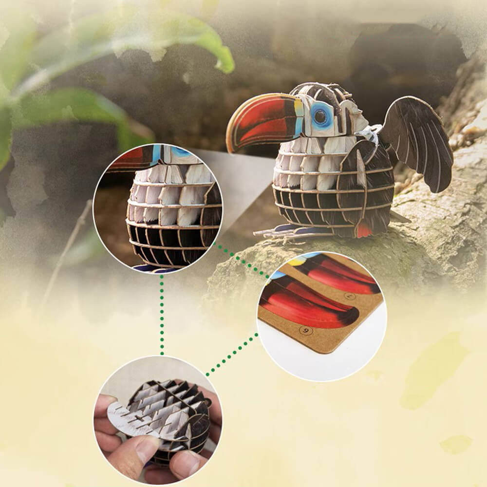 3D Bird Paper Puzzle, Premium Cardboard Models with Bird Sound Device