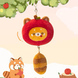 Apple Red Panda Plush Bag Charm, Stuffed Animal Keychain