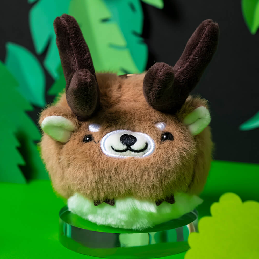 Chubby Stuffed Eld's Deer Bag Charm, Plush Deer Keychain