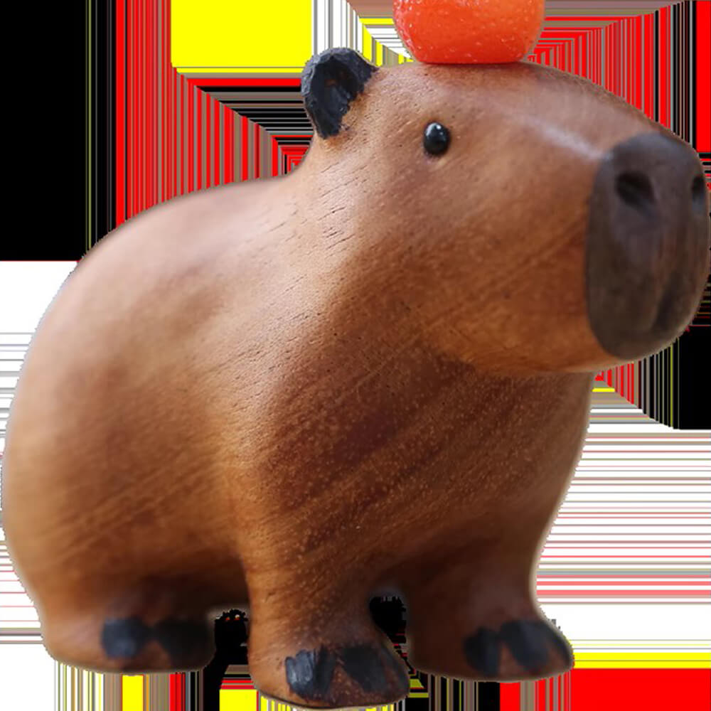 Handmade Carved Wooden Capybara Animal Figurine