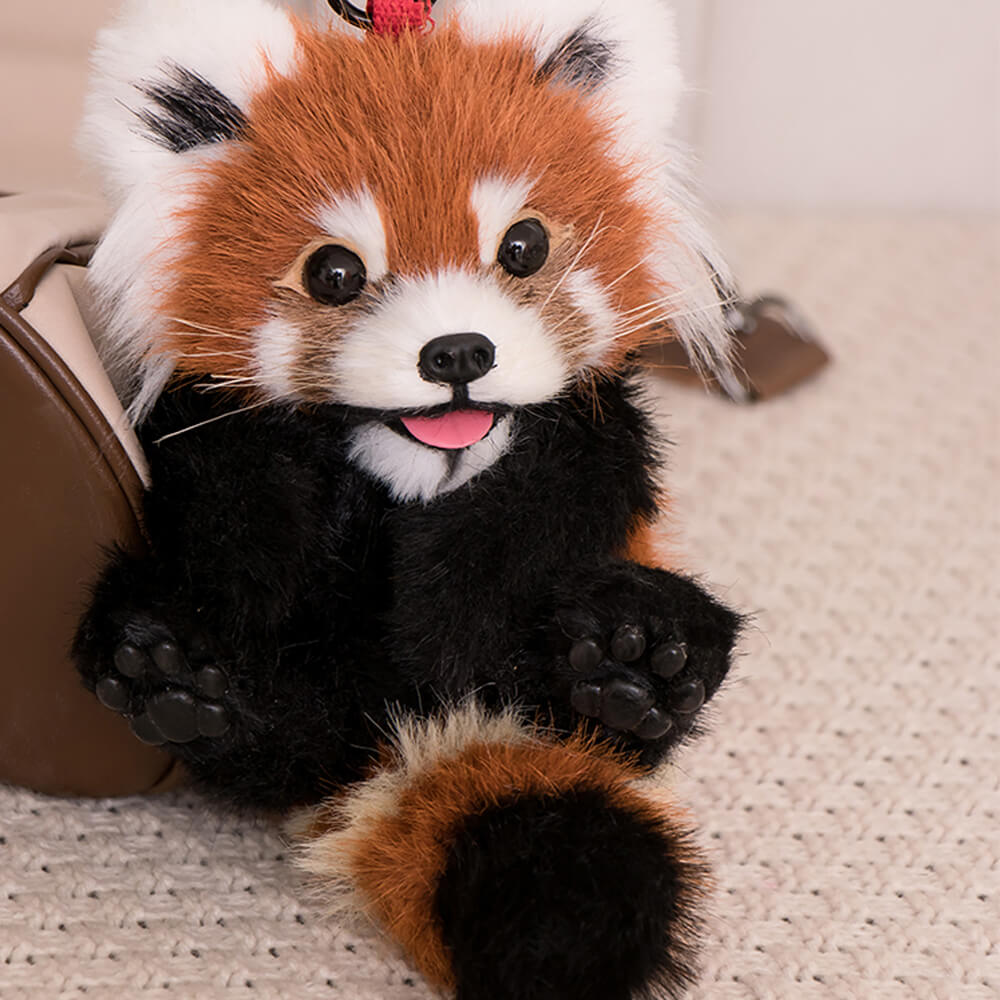 Handmade Red Panda Cub Bag Charm, Kawaii Keychain for Backpack