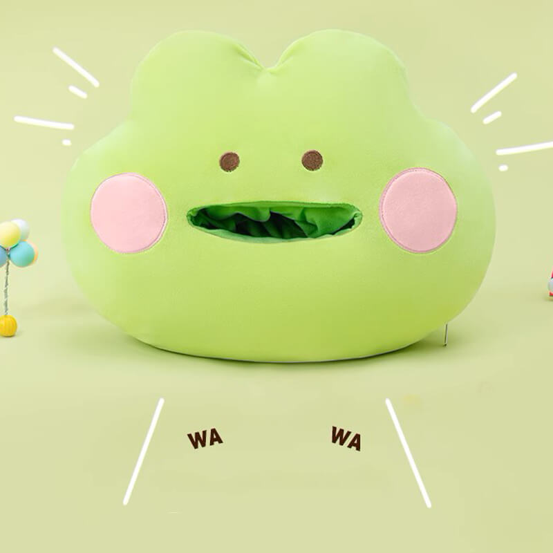 2-in-1 Cute Frog Stuffed Hugging Pillow with Flannel Blanket