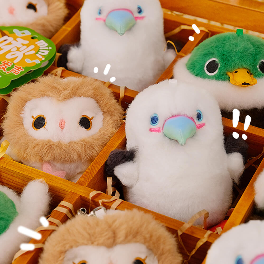 Mini Barn Owl, Mallard, Red-Footed Booby Stuffed Plush Keychain, Bag Charm