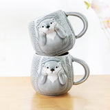 Hand Painted Sea Otter Stoneware Mug, Ceramic Animal Coffee Cup