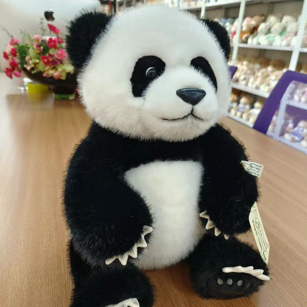 Realistic Stuffed Panda Plush Toy, Lifelike Sitting Panda Plushies