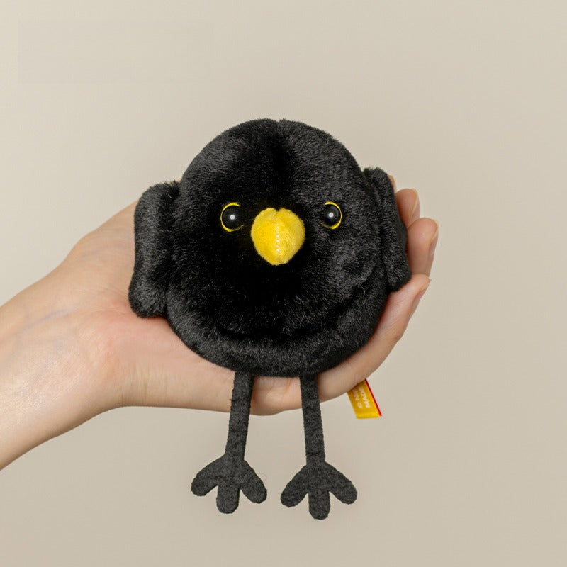 Mini Chinese Blackbird Stuffed Plush Keychain, Bag Charm with Sound
