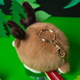 Chubby Stuffed Eld's Deer Bag Charm, Plush Deer Keychain