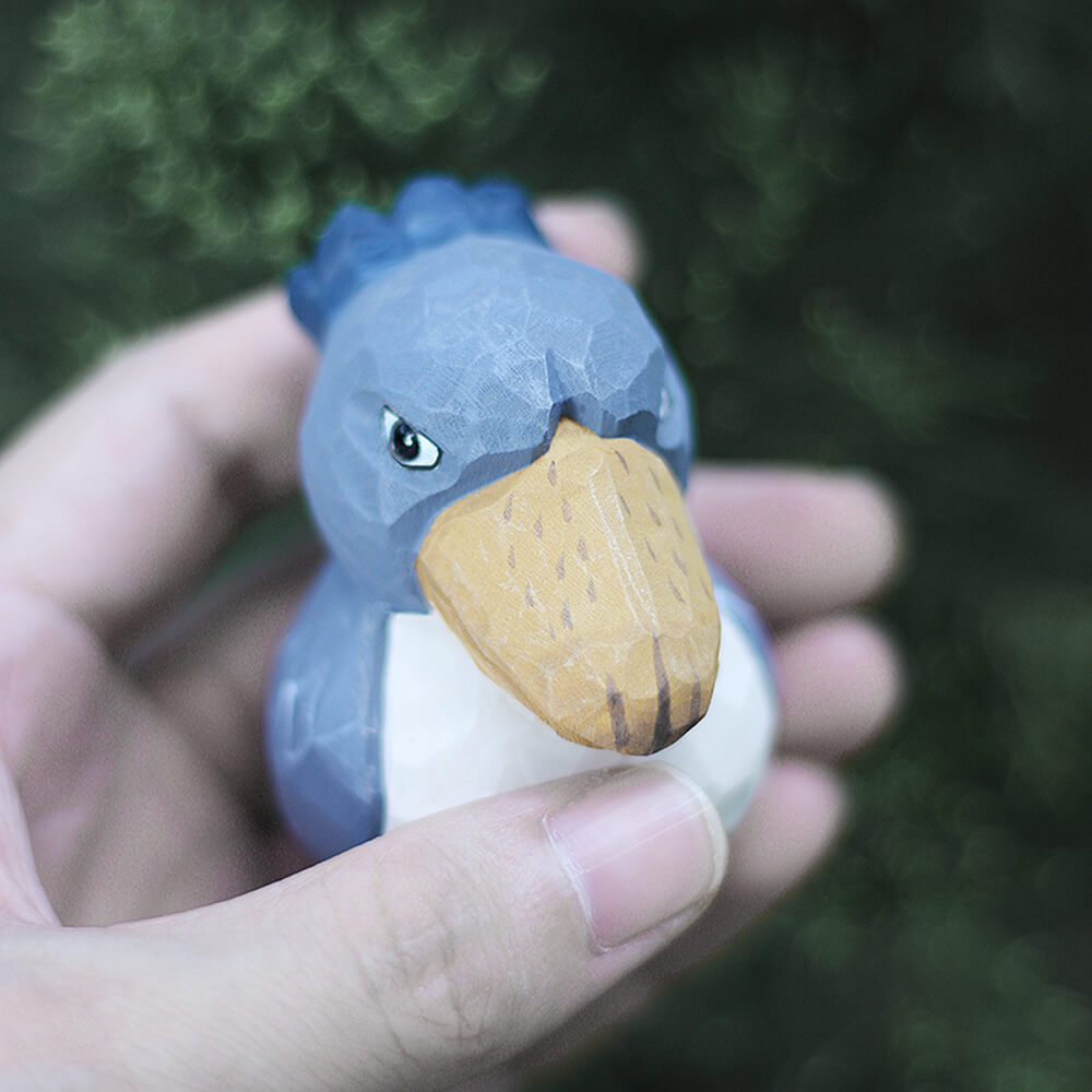 Handmade Carved Wooden Shoebill Bird Figurine