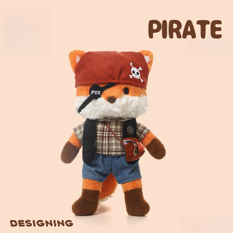 Little Pirate Fox Stuffed Animal Plush Toy, Cute Fox Plushies