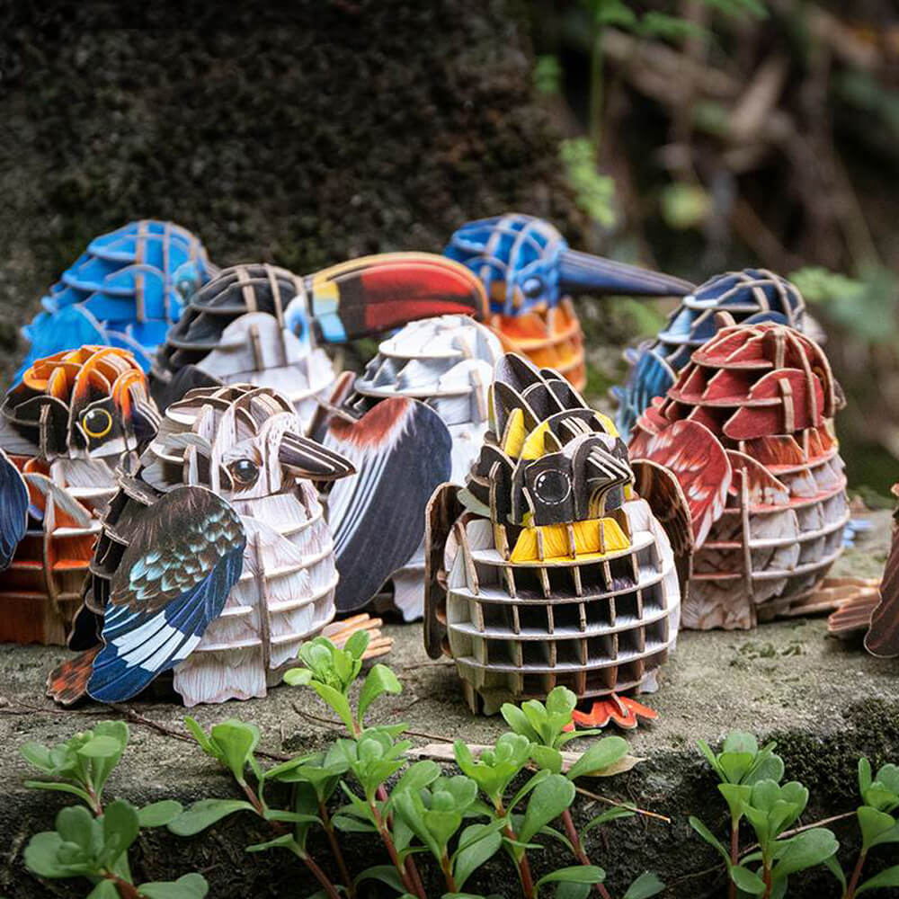 3D Bird Paper Puzzle, Premium Cardboard Models with Bird Sound Device