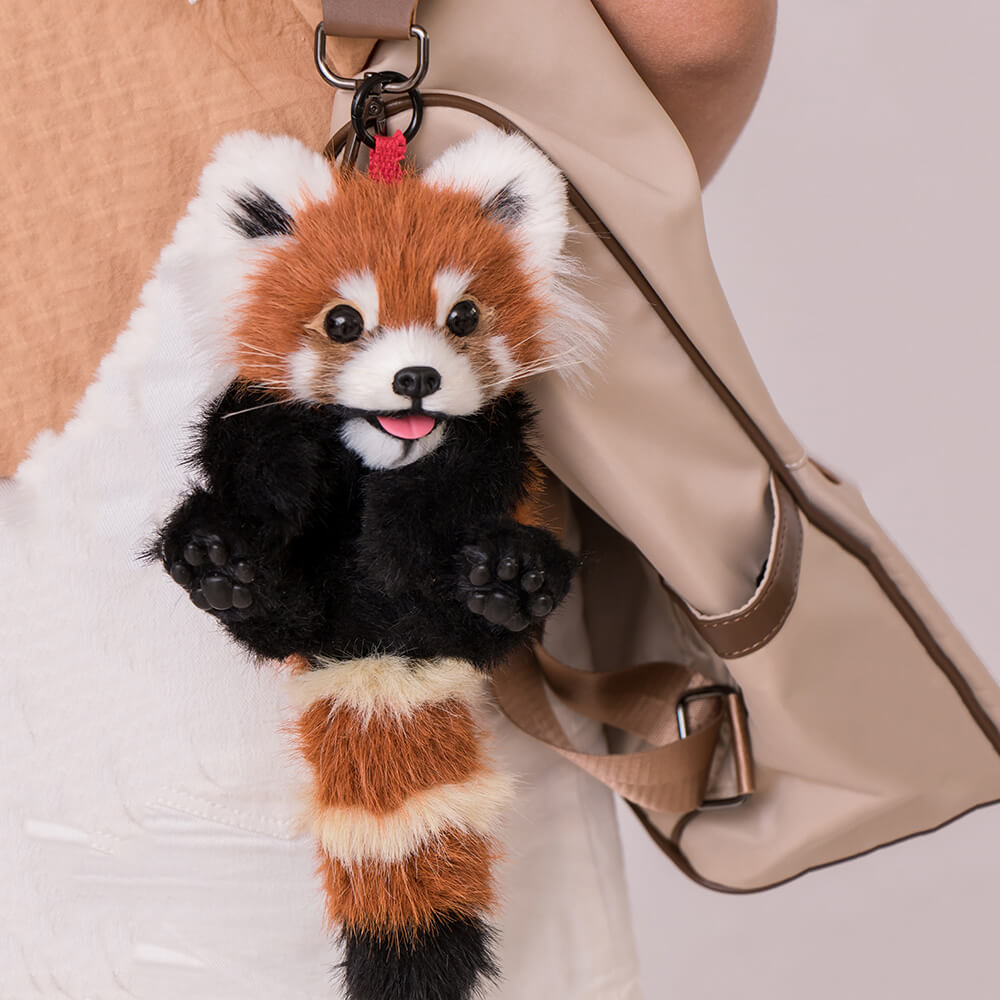 Handmade Red Panda Cub Bag Charm, Kawaii Keychain for Backpack
