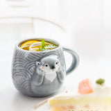 Hand Painted Sea Otter Stoneware Mug, Ceramic Animal Coffee Cup