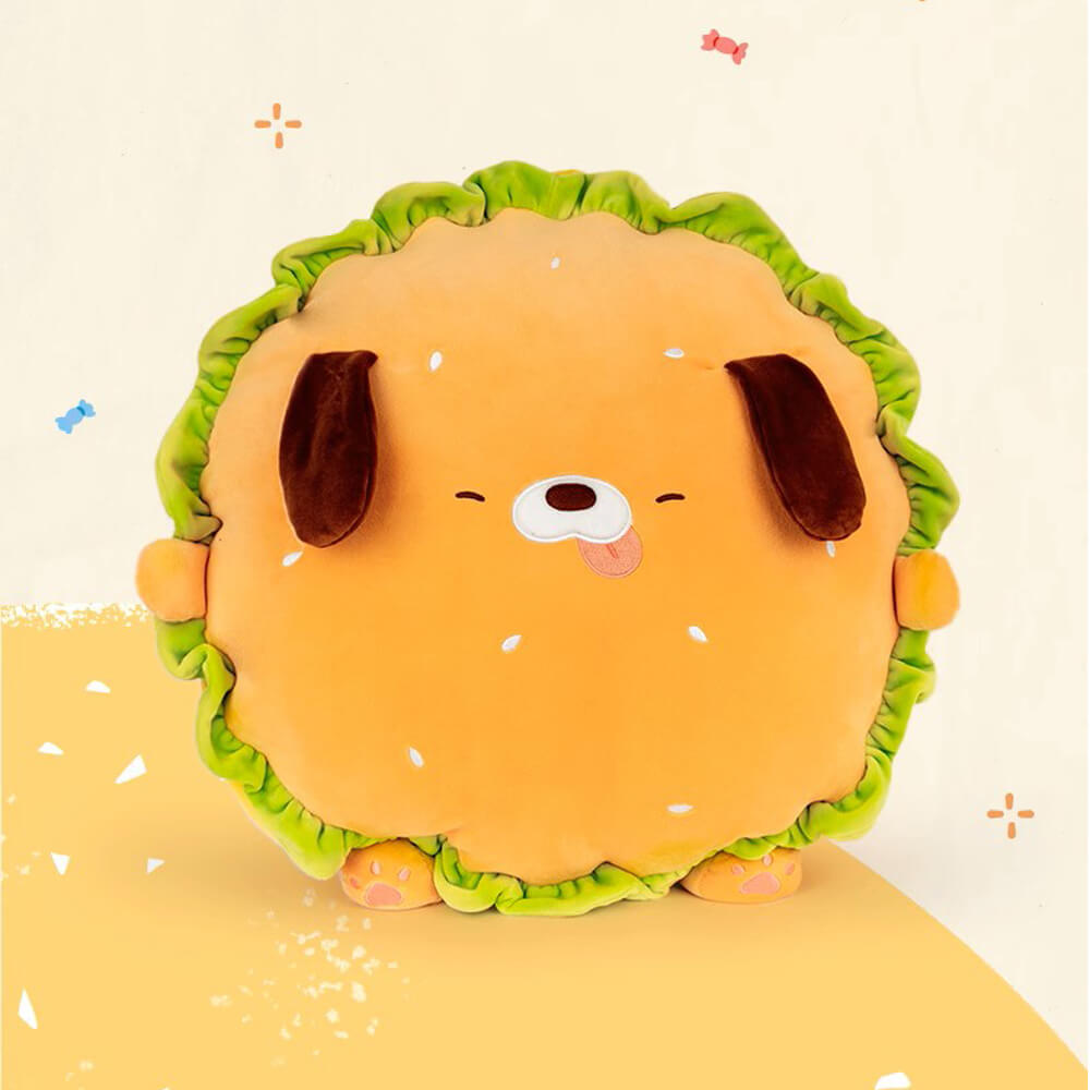 Hamburger Dog Stuffed Pillow, Funny Food Plush Toy