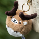 Chubby Stuffed Eld's Deer Bag Charm, Plush Deer Keychain
