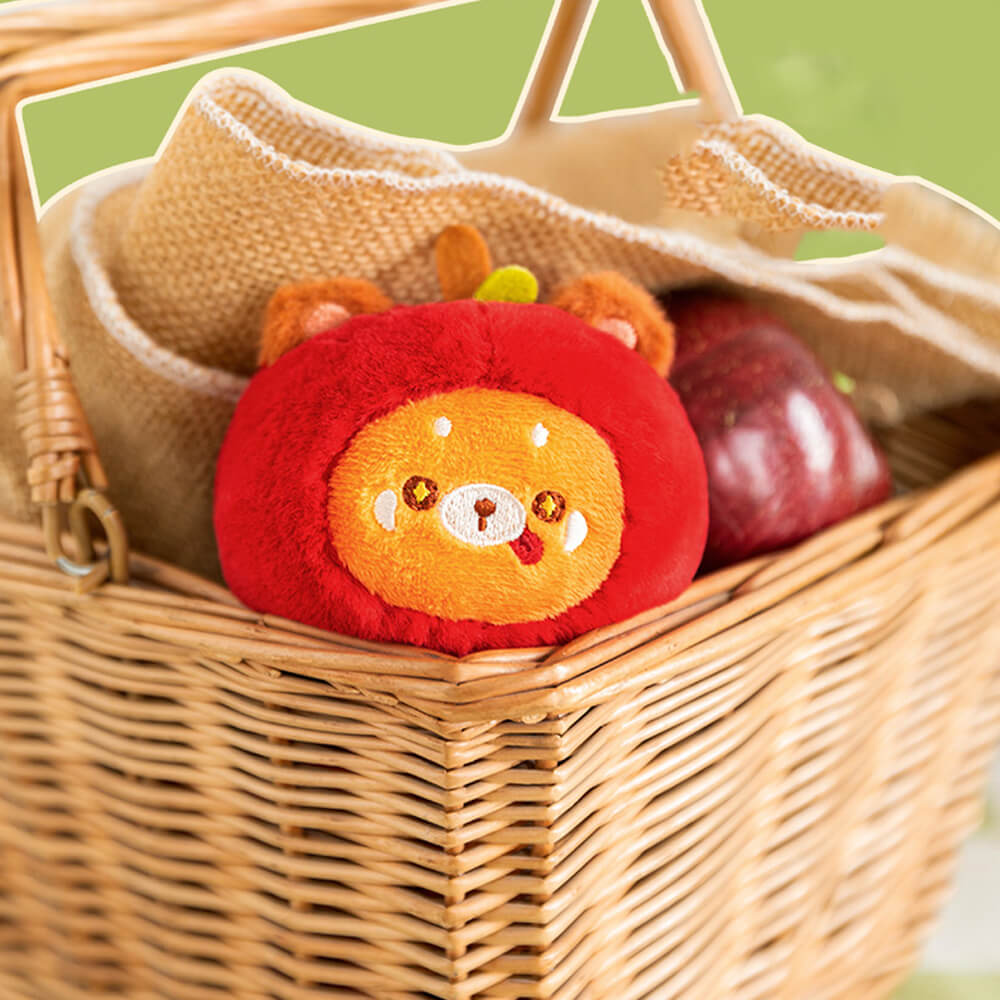Apple Red Panda Plush Bag Charm, Stuffed Animal Keychain