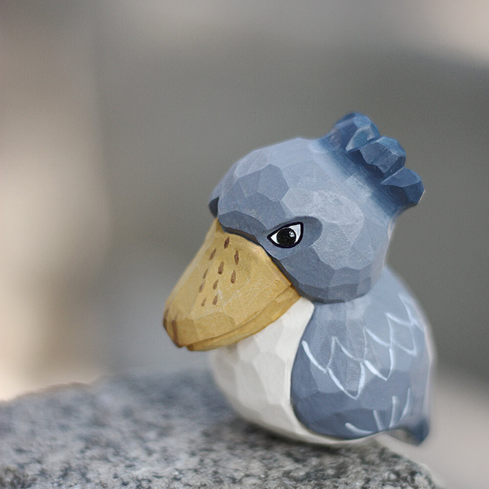 Handmade Carved Wooden Shoebill Bird Figurine