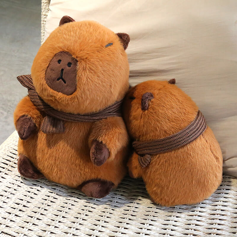 Cute Capybara Wearing Scarf Stuffed Plush Toy, Lazy Animal Plushies