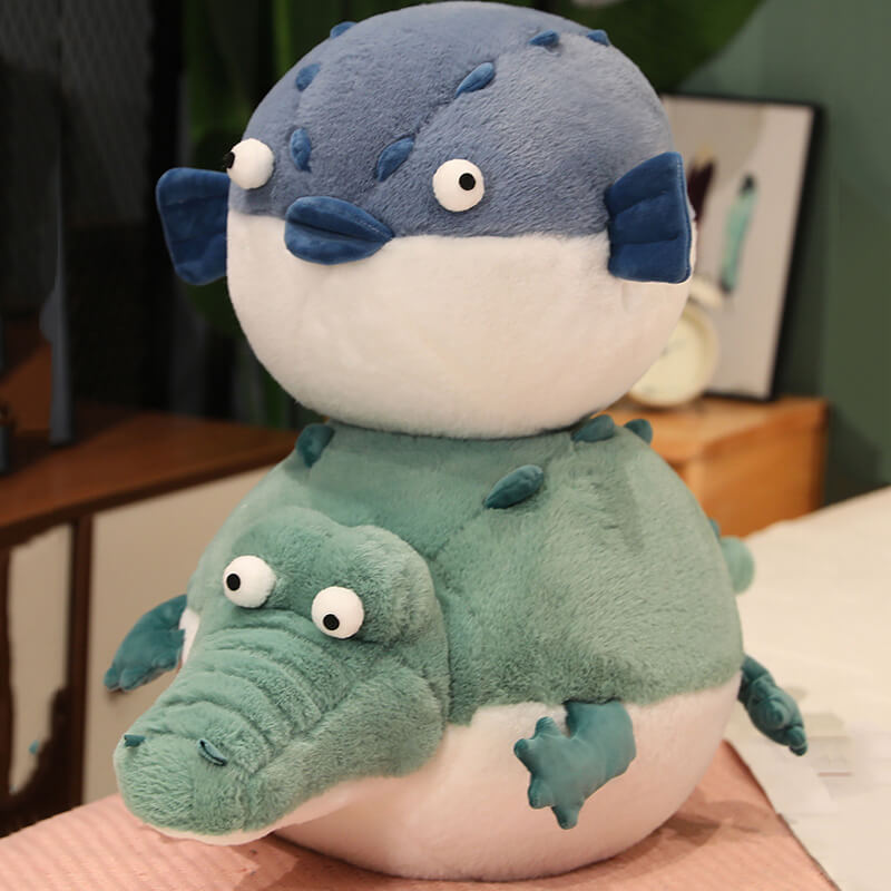 Chubby Stuffed Animal Plush Toys, Puffer Fish Crocodile Plushies
