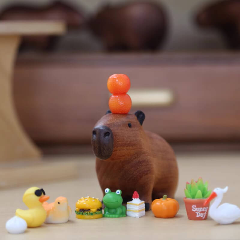 Handmade Carved Wooden Capybara Animal Figurine