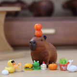 Handmade Carved Wooden Capybara Animal Figurine