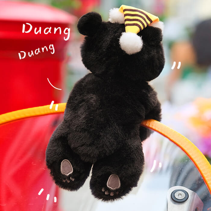 Cute Asian Black Bear Stuffed Plush Slap Bracelet, Bear Plushies
