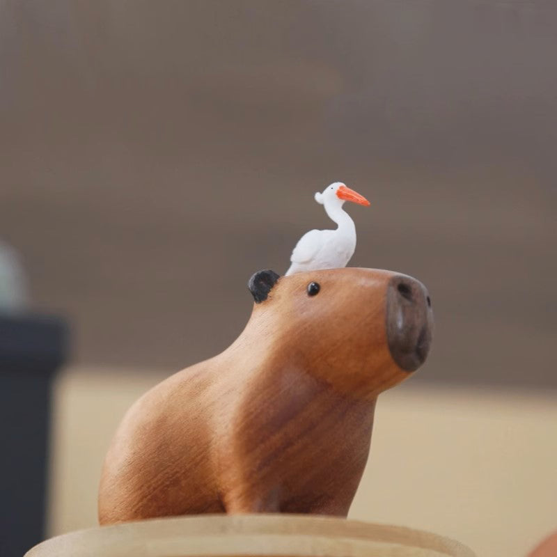 Handmade Carved Wooden Capybara Animal Figurine