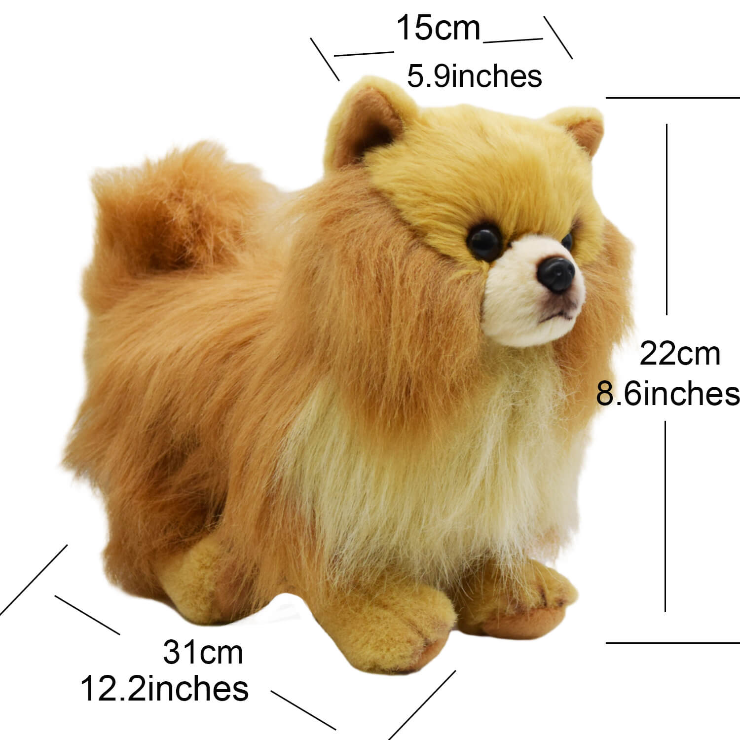 Realistic Pomeranian Dog Stuffed Animal Plush Toy