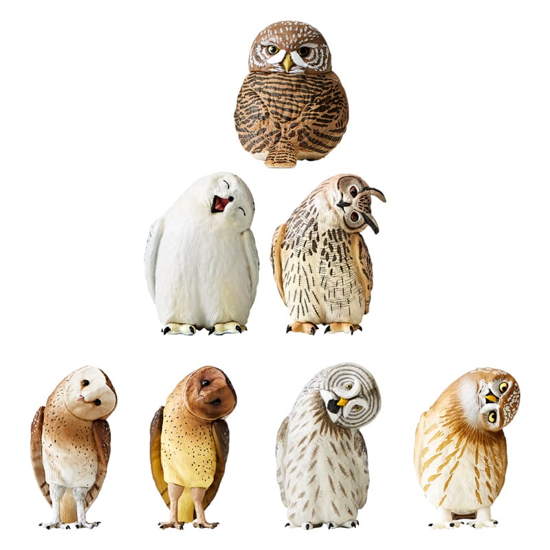 Crooked head Realistic Owl Figurine