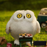 Round Snowy Owl Bag Charm, Animal Keychain