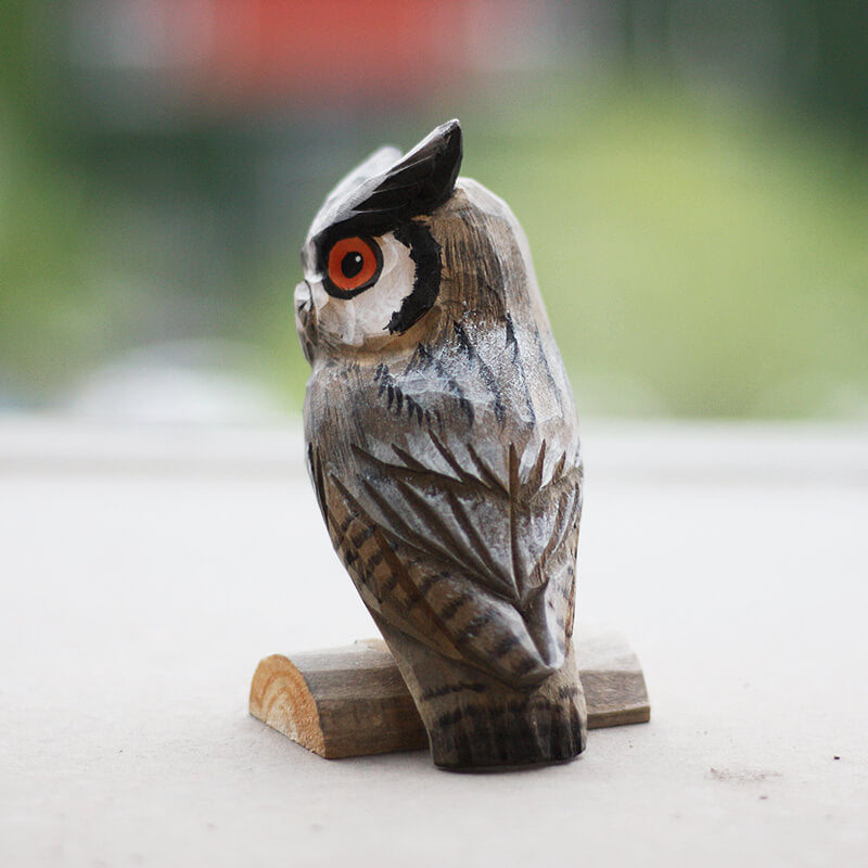 Handmade Carved Owl Figurine