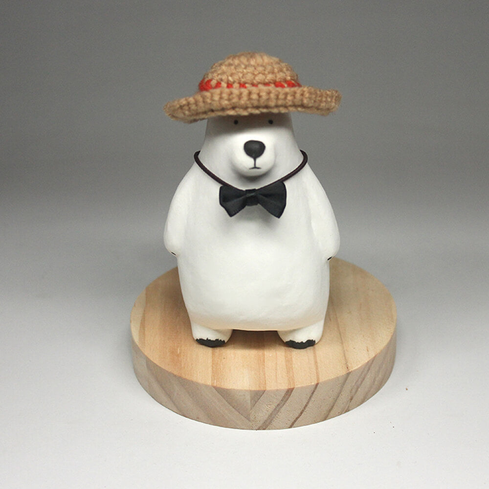 Handmade Polar Bear Ceramic Figurine, Home Ornaments