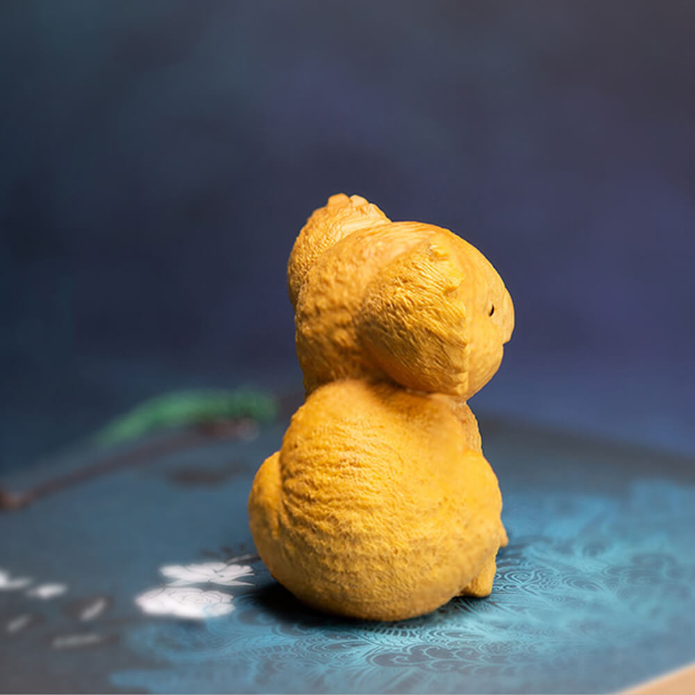Hand-Carved Realistic Boxwood Koala Figurine