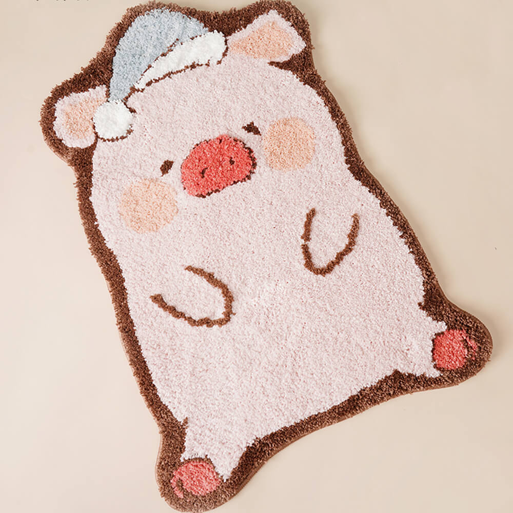 Cute Sleepy Pig Shaped Area Rug, Pig Carpet
