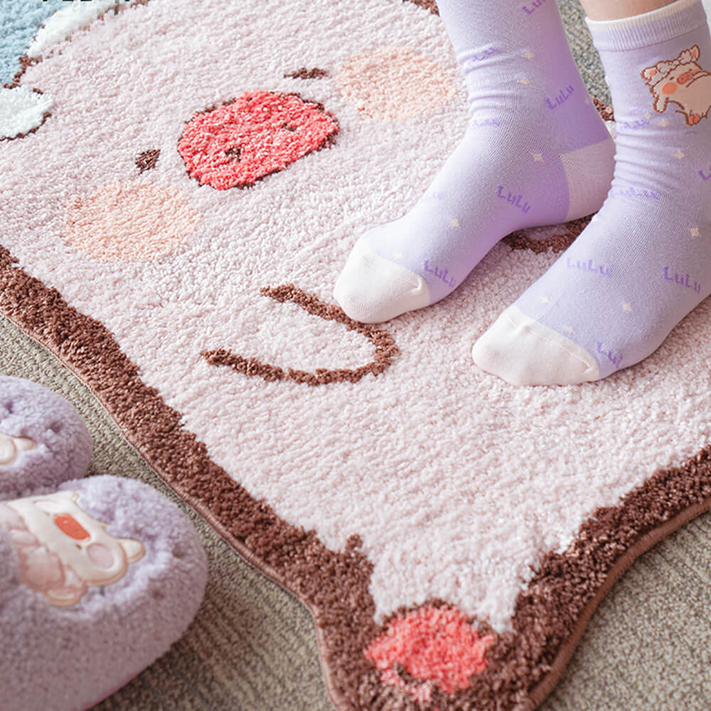 Cute Sleepy Pig Shaped Area Rug, Pig Carpet