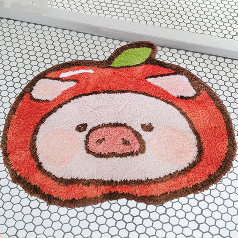 Cute Pig Shaped Area Rug, Apple Piggy Carpet