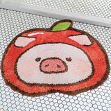 Cute Pig Shaped Area Rug, Apple Piggy Carpet