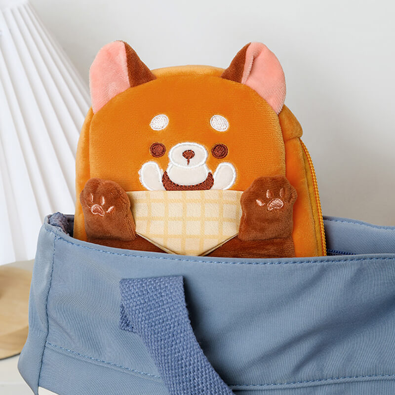 Plush Red Panda Pencil Bags, Multi-function Storage Zipper Bags