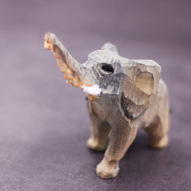 Handmade Carved Elephant Figurine