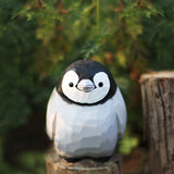 Handmade Carved Wooden Emperor Penguins Figurine