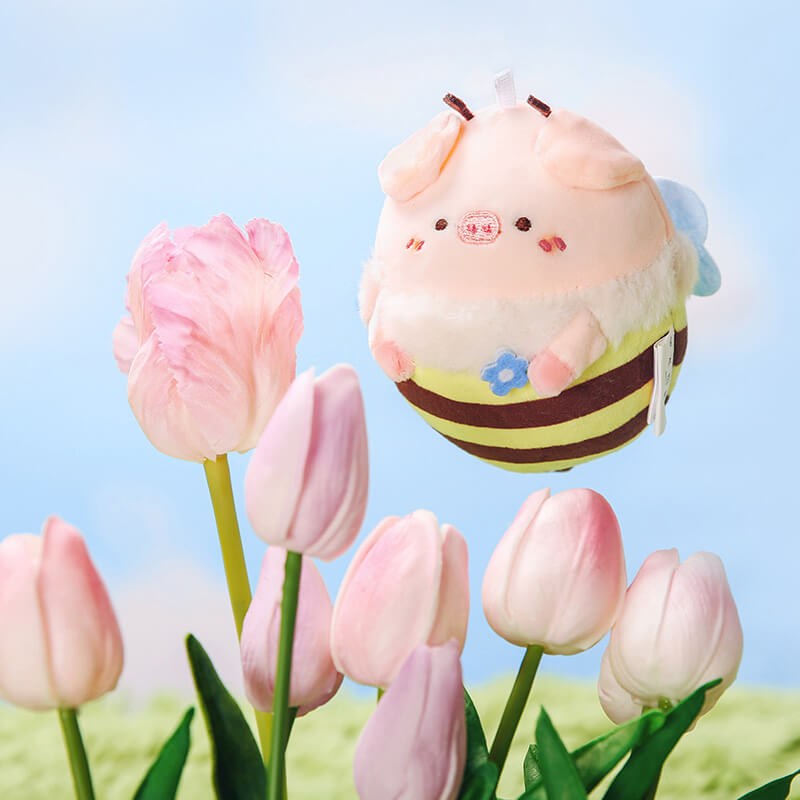 Cute Bee Pig Plush Keychain, Animal Bag Charm