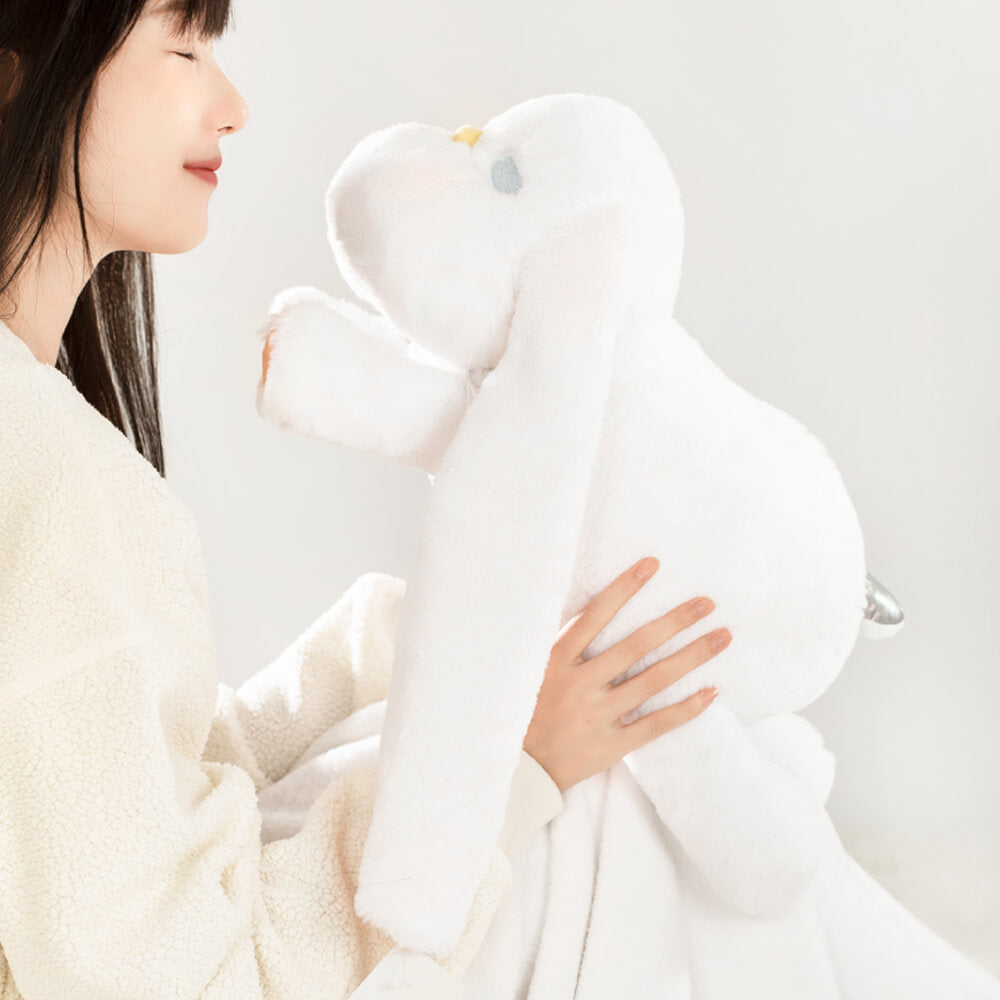 Cartoon Long-eared Rabbit Plush Toy with Flannel Blanket