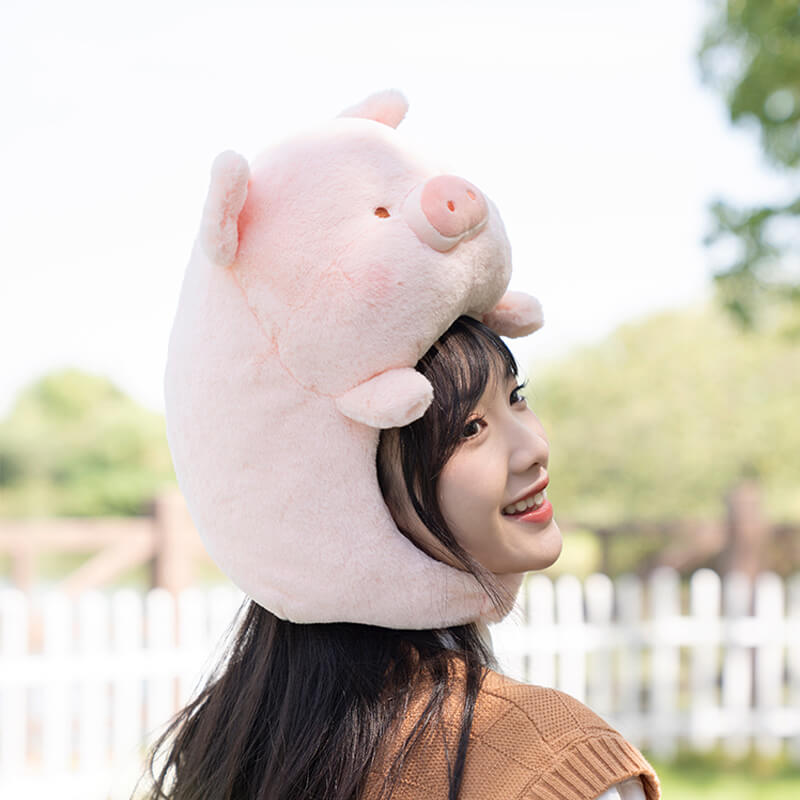 Winter Plush Stuffed Pig Hat, Scarf Cap
