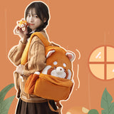Red Panda Fluffy Backpack, Animal Book Bag
