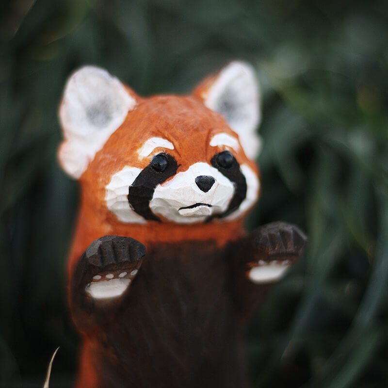 Handmade Carved Red Panda Figurine