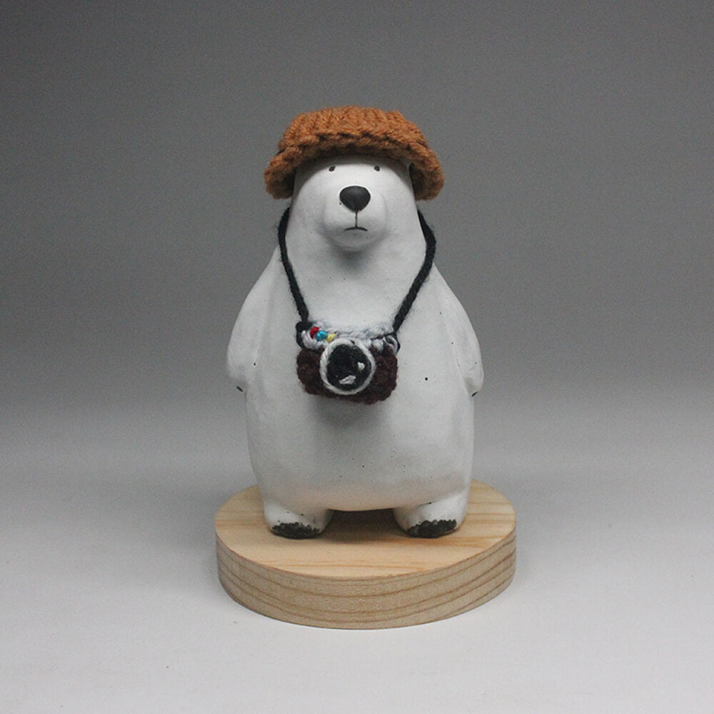 Handmade Polar Bear Ceramic Figurine, Home Ornaments