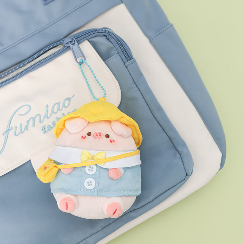 Cute Students Pig Plush Keychain, Animal Bag Charm