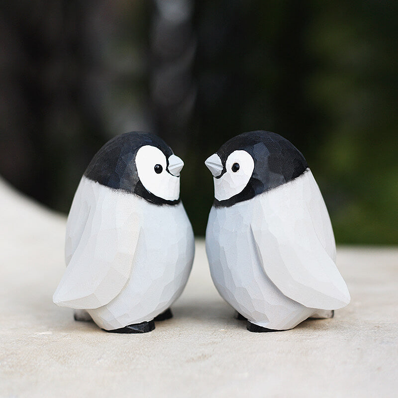Handmade Carved Emperor Penguins Figurine