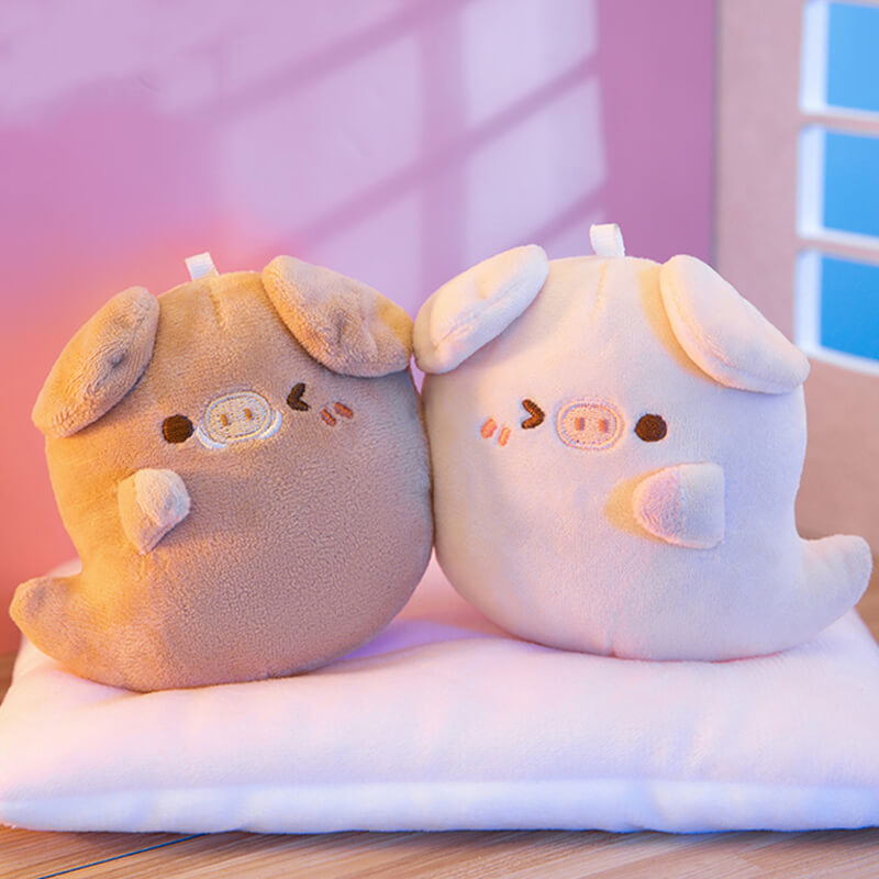 Couple Pig Ghost Bag Charm Keychain with Magnet